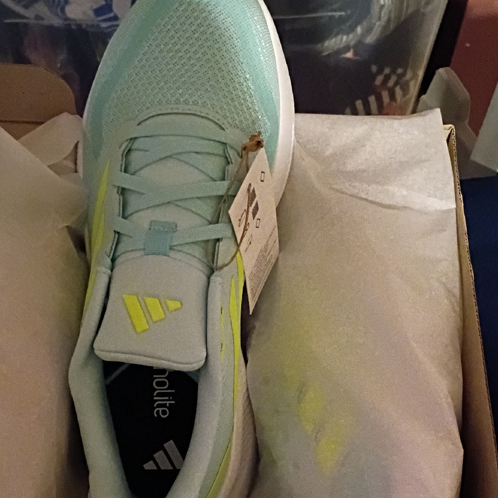 Adidas Women's Aqua and Neon Yellow Athletic Shoes